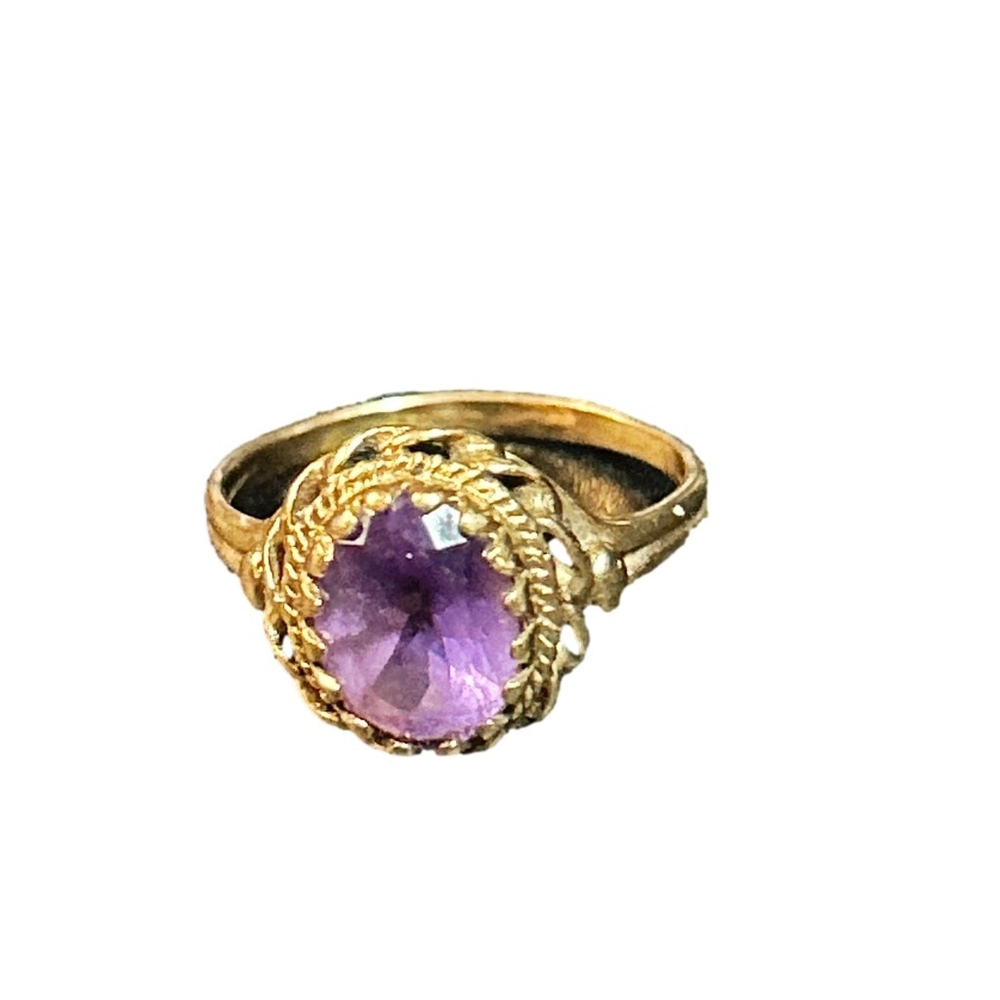 Amethyst 14k Gold Ring Gemstone Size 8